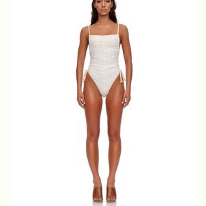 Andrea Iyamah RECO ONE PIECE SWIMSUIT - LIMESTONE Sz Small